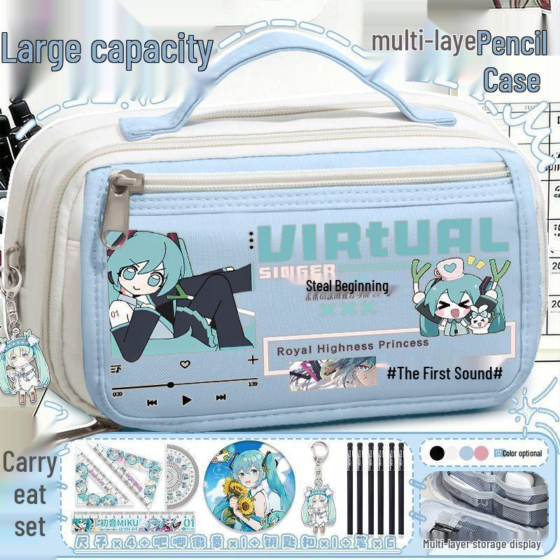 Astuccio Grande Capacità Hatsune Miku per Studenti e Ragazze - Borsa Portatile
