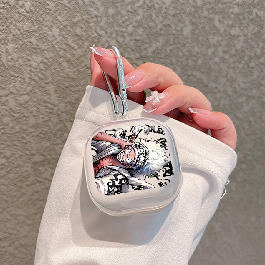 Custodie Trasparenti per Auricolari Cover Con Gancio Custodia Per Samsung Galaxy Buds 4 Pro 2Pro Live 3 FE 4Pro 2 3Pro Anime One Piece Luffy Zoro