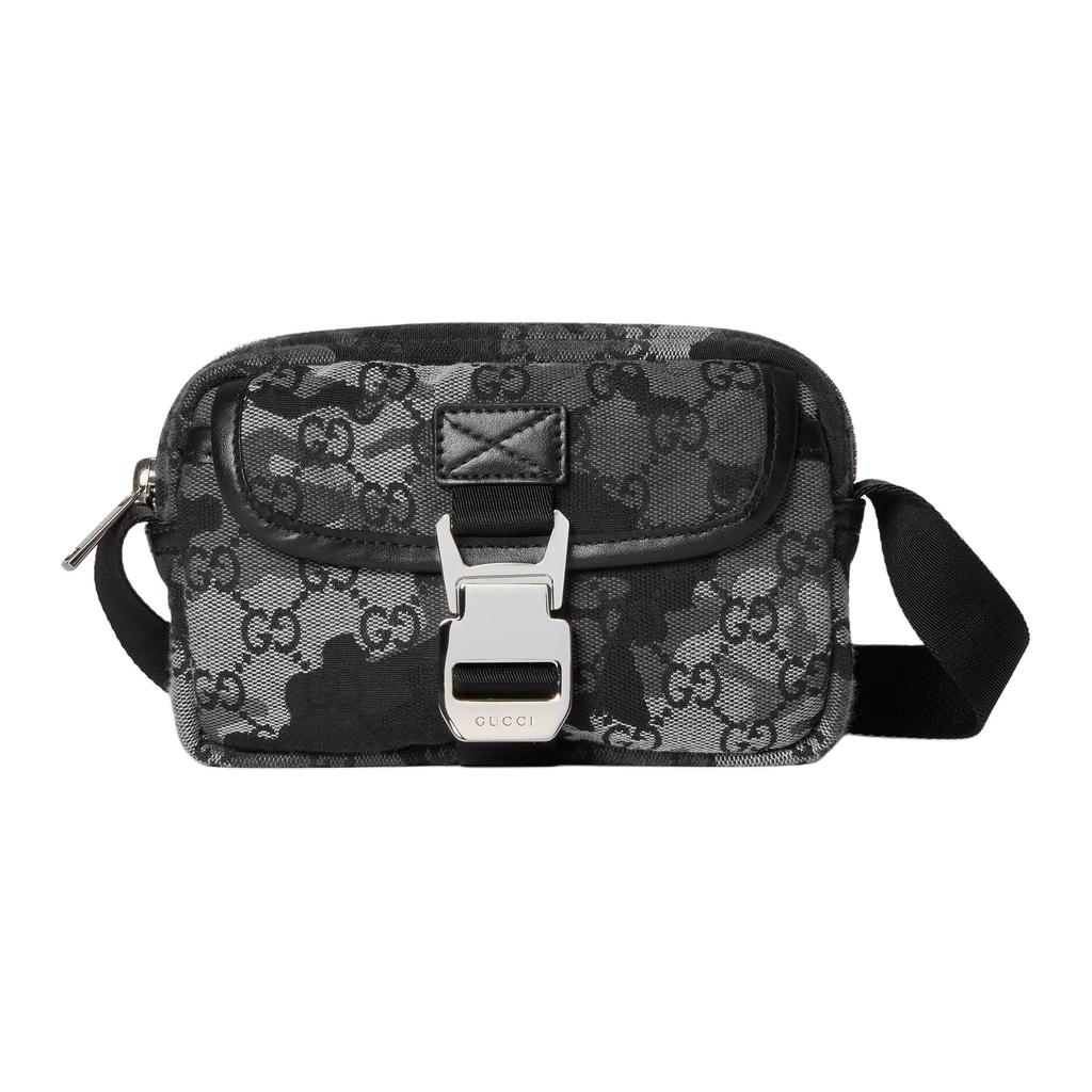 Gucci Camouflage Marble Pattern GG Print Canvas Mini Shoulder Bag Men Bags Black Gray 855344-FAFH9-8445