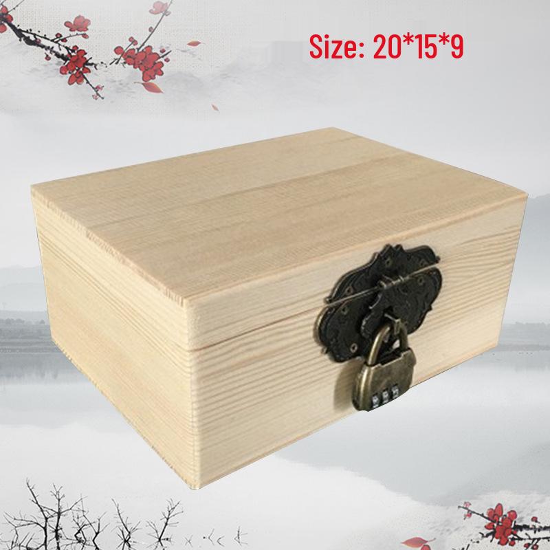 Vintage Solid Wood Rectangular Storage Box with Lid