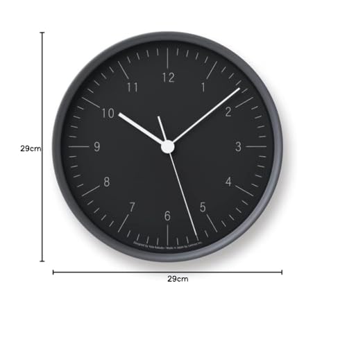 Lemnos City Pop YK23-03 BK Analog Wall Clock, Radio-Controlled, ABS Resin, Black