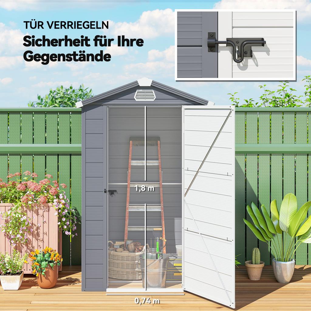 4.4ft X 3.3ft Size Aluminium Frame and Plastic Wall Shed, with Foundation - Grey