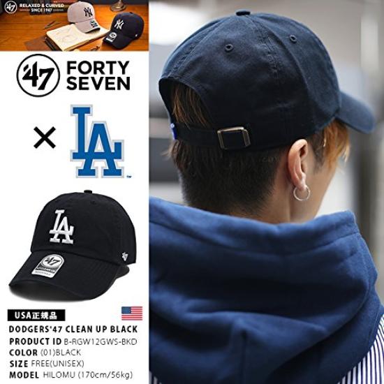 47BRAND Low Los Angeles Dodgers Collaboration MLB Major League Baseball Authentic Size F [B-RGW12GWS-BKD] Cap, Cap, (01) Black,