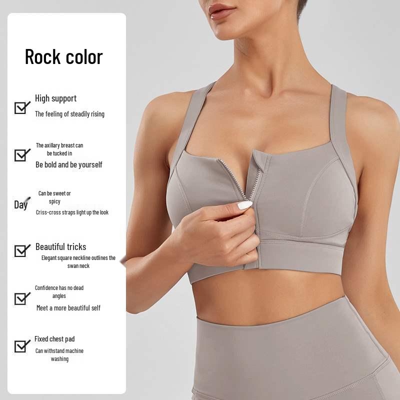 

Спортивный бюстгальтер большого размера с защитой от ударов для женщин - Элегантный дизайн для бега и йоги, Застежка-молния, Минимизирующий эффект, Красивая спина S