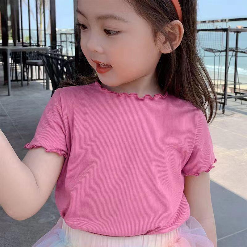 Girls Casual Short-sleeved T-shirt Summer Striped Top for Kids