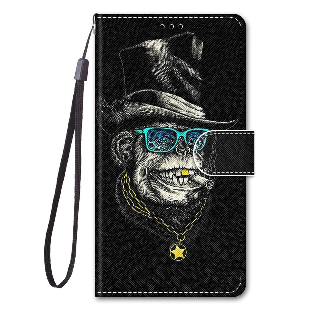 Leather Flip Phone Case For Xiaomi Redmi Note 7 8 Pro 8T 9 Pro 9S Lion Cat Flower Butterfly Painted Wallet Card Holder Cover