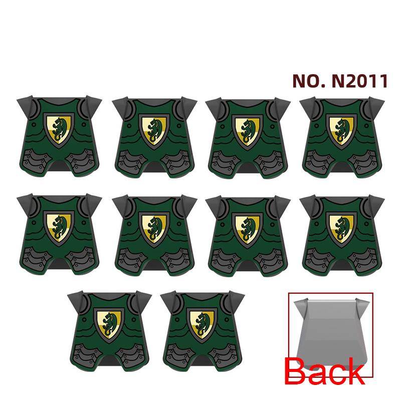 Medieval Roman Knight Legion Building Block Castle Green Dragon Forest Wolf War Horse Dragon Lion Shield Armor Cloak Brick Toys