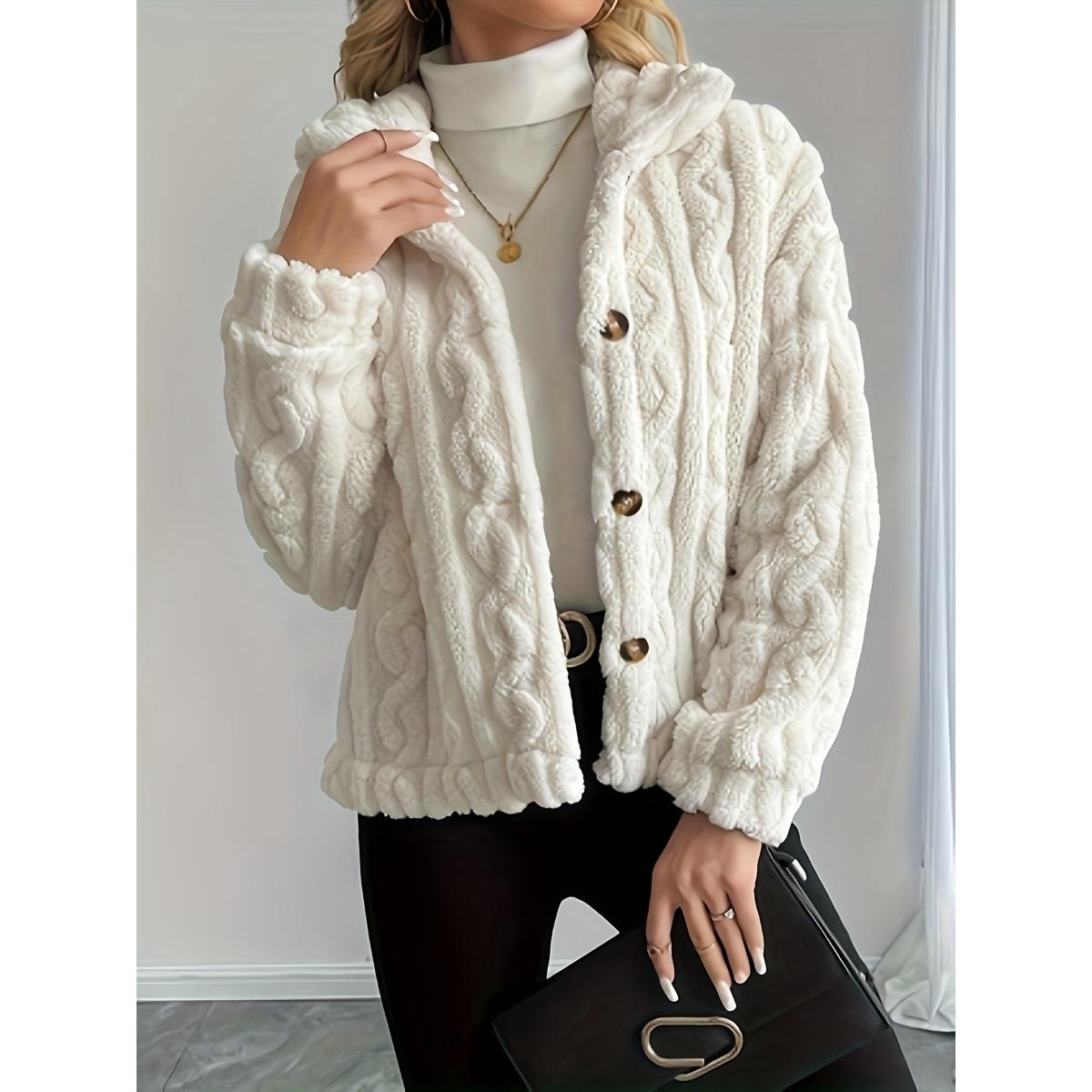 Winter Women s Twisted Double-sided Fleece Jacket, Warm Cozy Plush Outerwear, Hot Popular Crossbody Coat for Women XS белый