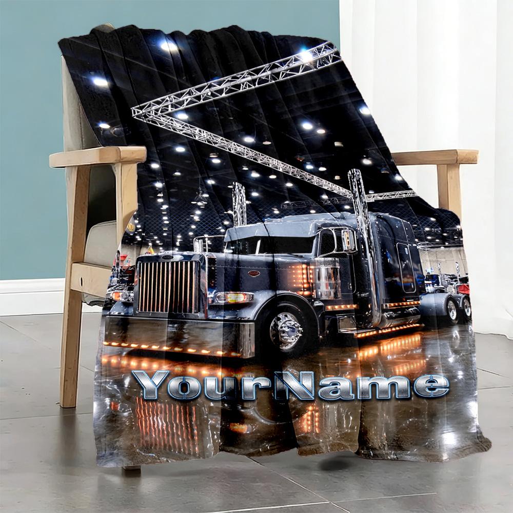 Kw Heavy Trucks Personalized Name Blanket Throw Customizable Blanket Comfortable Suitable for Livingroom Bedding Seaside Living Room All-Season Use