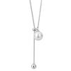 Elegant Pearl Long Necklace For Women In Titanium Steel With Geometric Design Ideal For Fall And Winter Fashion