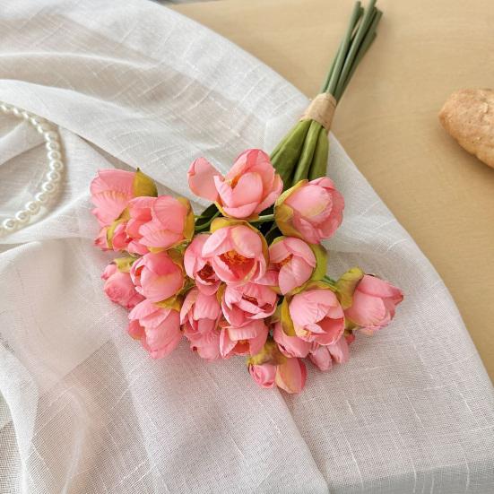 24 Bundles Artificial Tulip Flowers, Realistic Fake Tulips for Spring, Easter, Valentine's Day Home Decor, Wedding Centerpiece, Table Floral