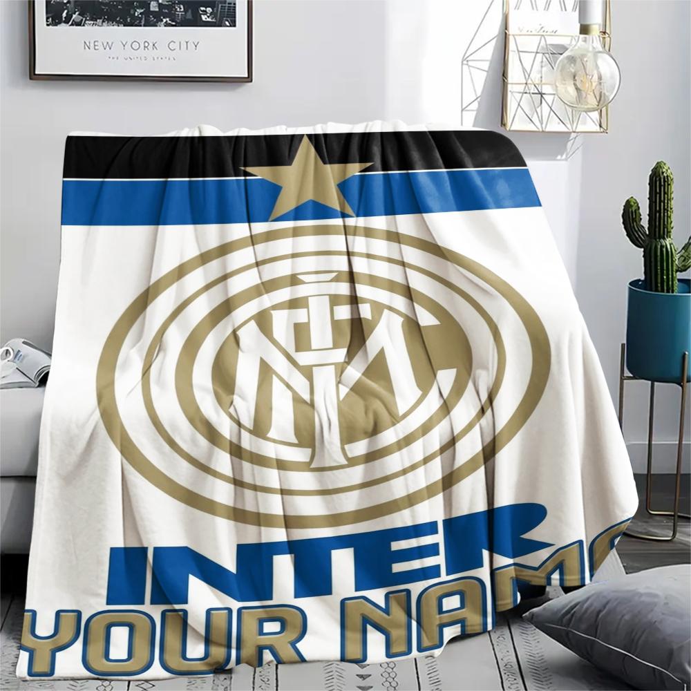 1PC Custom Name Inter Milan Patterned Flannel Blanket Suitable For All Seasons for Home Decor Warmth and Comfort Gifts Holiday Present
