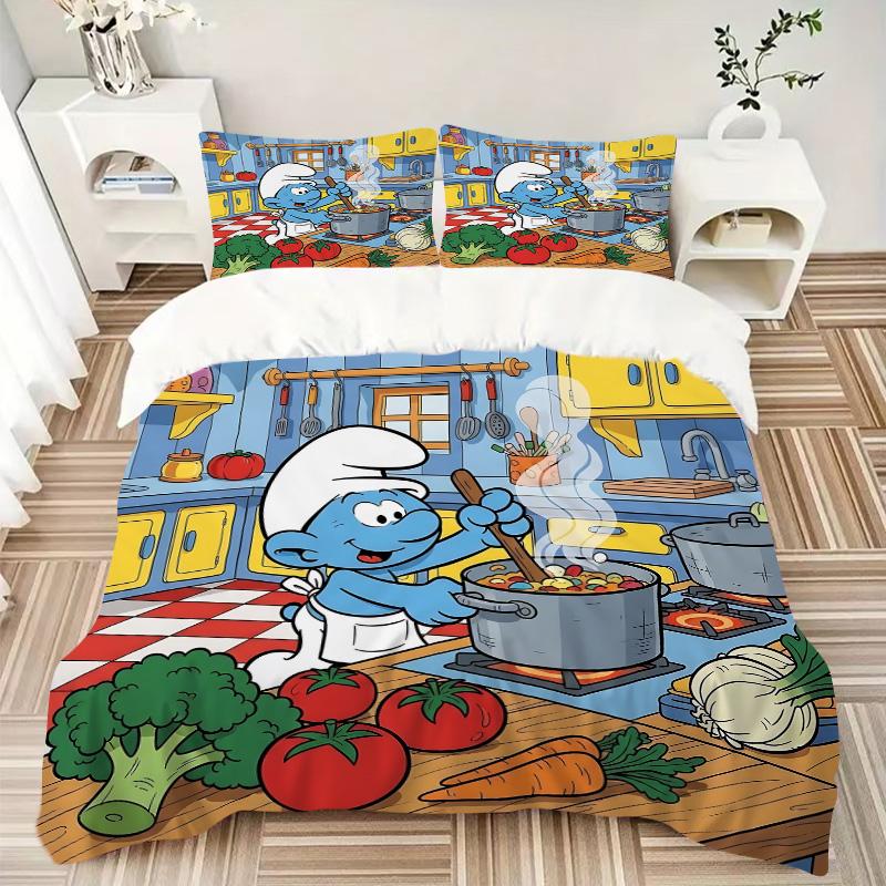Smurf Kitchen Print 3Pcs Bedding Setduvet Cover With 2 Bedropillowcase Home Birthday Gift