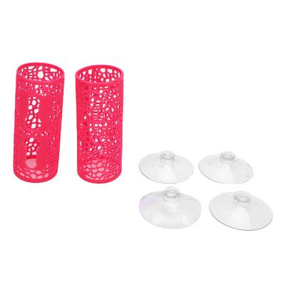 2PCS Betta Tunnels Easy Cleaning Betta Fish Hideout Hollow Tunnel Hammock Decors for Aquarium Pink