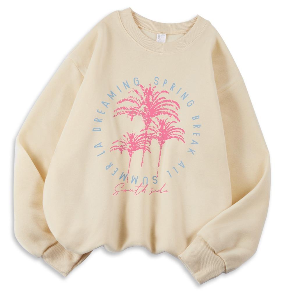 

South Side Vacation Prints Sweatshirt Women Crewneck Basics Hoodie Loose Warm Pullover Autumn and Winter Casual Women s Clothing S