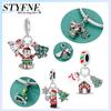 Copper Christmas Tree Bells Elk Charm Pendant Beads Fit Original Bracelet For Women Valentine Day Jewelry Gifts