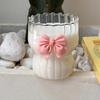 300ML Bow Decor Glass Cups  Transparent  Coffee Milk Mug Cartoon Striped  Water Cup  Drinkware Kitchen Desk  Decor  Girls Gift