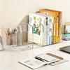 4 Compartment Clear Acrylic File Organizer Desktop Magazine Holder With Handle For Office Home