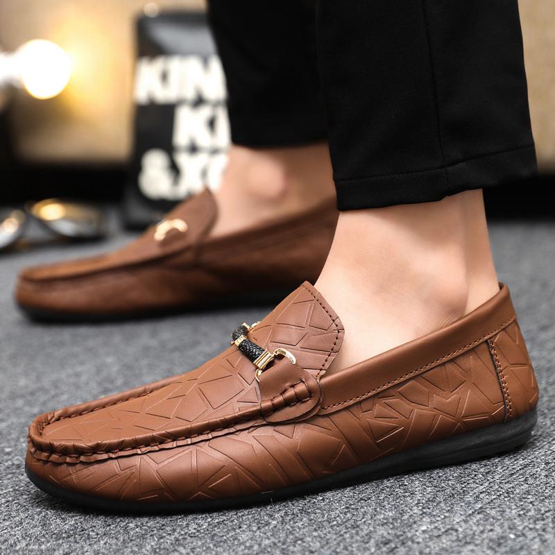 

Мужская кожаная обувь с круглым носком, плоская, черная, мужская повседневная обувь, законный дизайнер по акции, новое предложение обуви, социальный тренд 39 коричневый