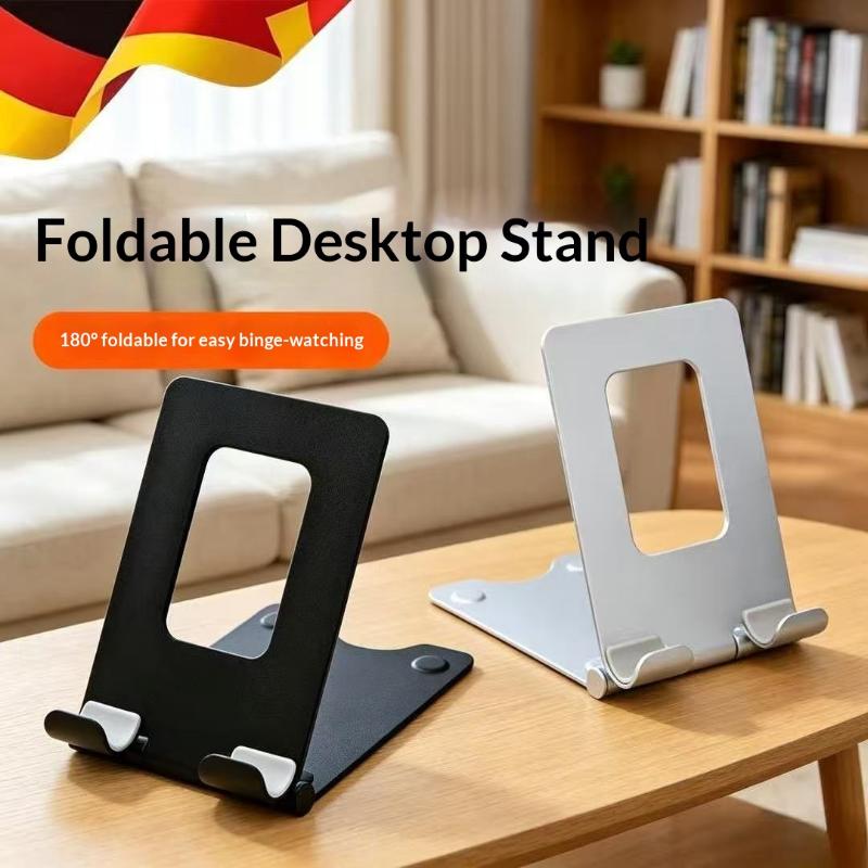 Foldable Aluminum Alloy Mobile Phone Stand Adjustable View Angle Anti Slip Pads For Desktop Watching Office Daily Use