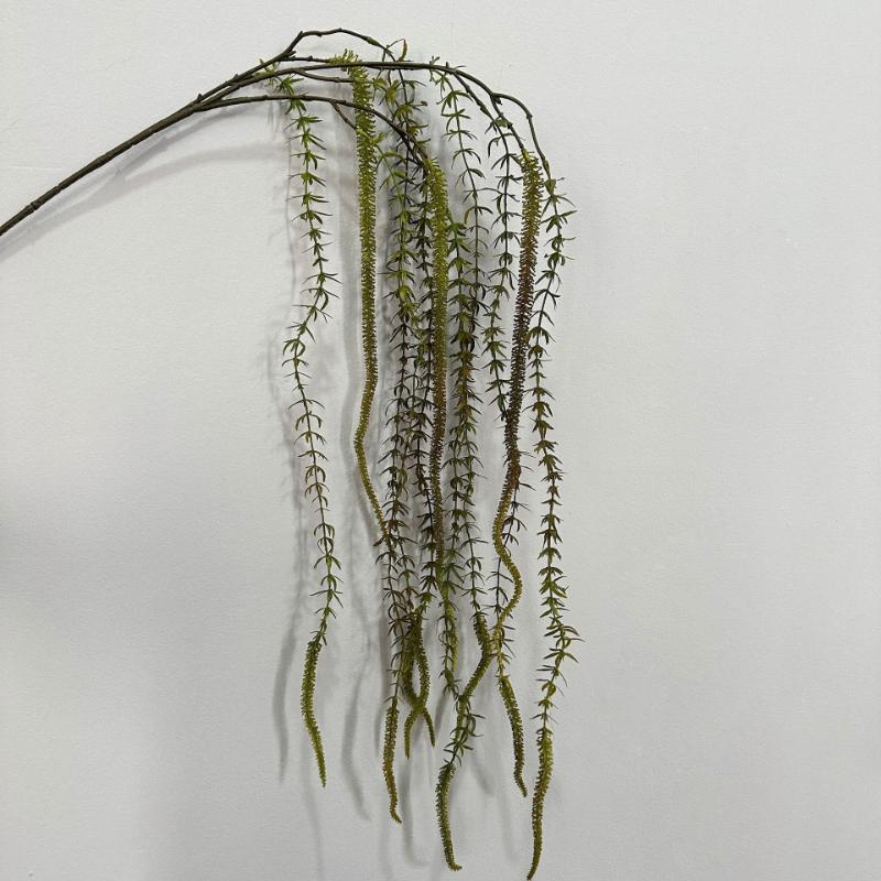 4/5pcs Wedding Artificial Green Hanging Rice Plants Floral Hall Decoration Simulation 3-Forks Willow Branch Vine Plastic Plant