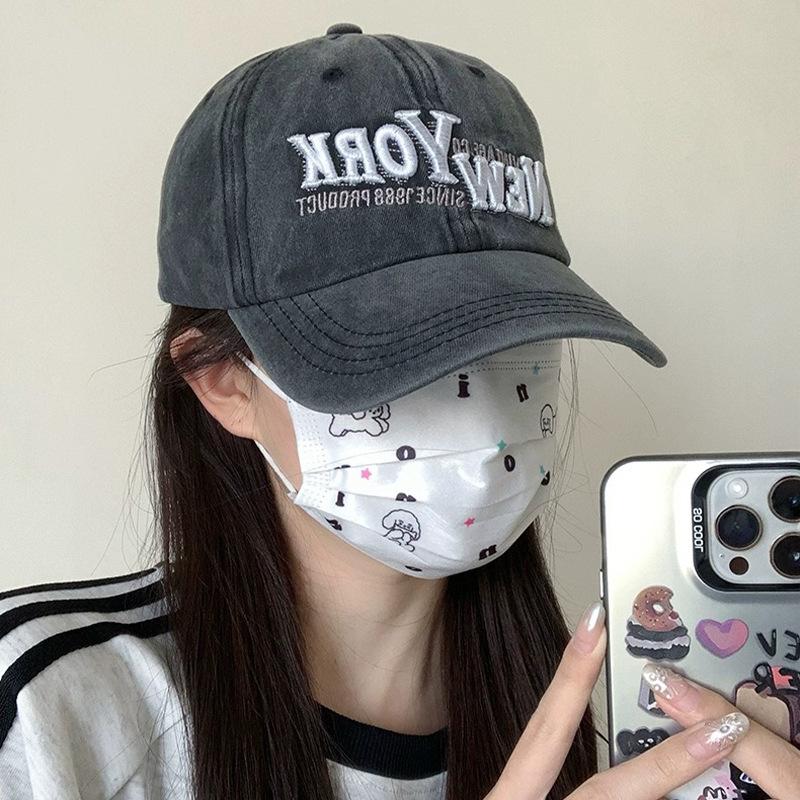 Embroidery Letter Wide Brim Baseball Cap Men And Women American Retro Retro Sunshade Fashion Cap
