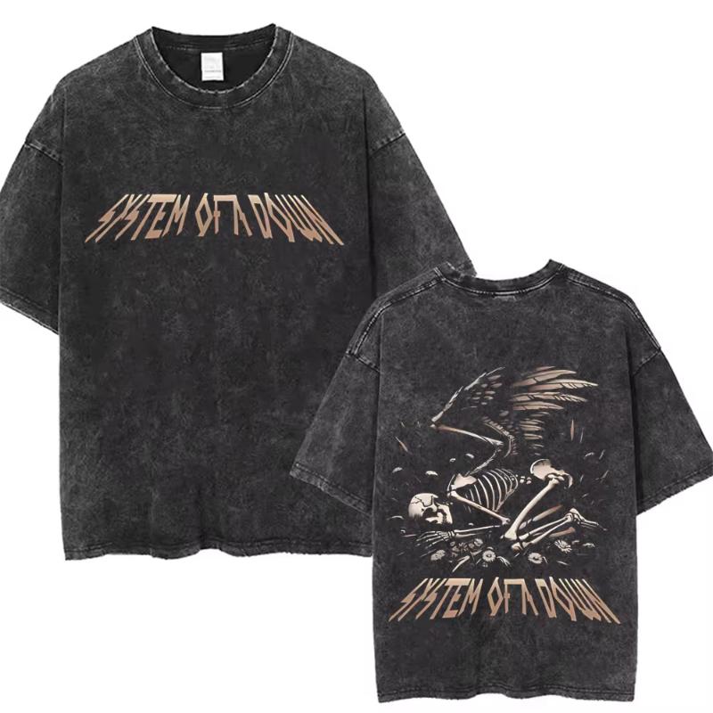 System of A Down Toxicity Album Graphic Washed Tshirt Unisex Women Rock Oversized T Shirts Unisex Vintage Alternative Metal Tshirts