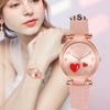 Relógio Feminino Moda Relógio de Quartzo Coração de Pêssego para Mulheres Pulseira de Couro Fosco Relógio de Pulso Feminino Relógio Casual de Vestir Presente para Ela