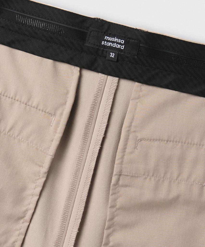 MUSINSA STANDARD Wide Bermuda Hidden Elastic Waist Half Slacks [Light Beige]