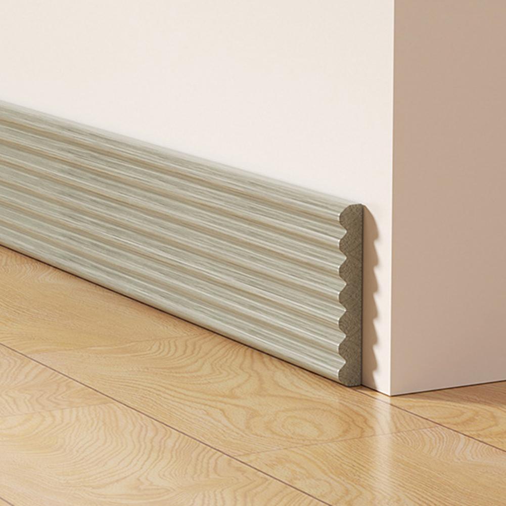 

1pc Faux Wood Self-Adhesive Baseboards Waterproof Moisture-Resistant Trim Stickers For Bathrooms Kitchens Bedroom Living Room