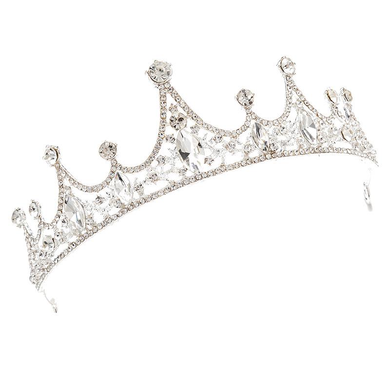 Super Sparkling Bridal Headwear, Necklace, Earrings, Crown, Three-piece Set with Rhinestones and Wedding Dress, Wedding Accessories, Hair Accessories