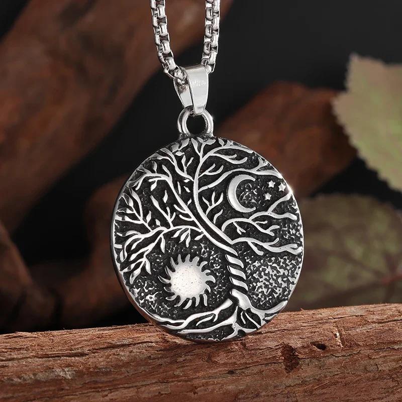 Stainless Steel Witchcraft Pentagram Necklace for Men Jewish Hebrew Four Letter Solomon Pendant Rune Amulet Jewelry