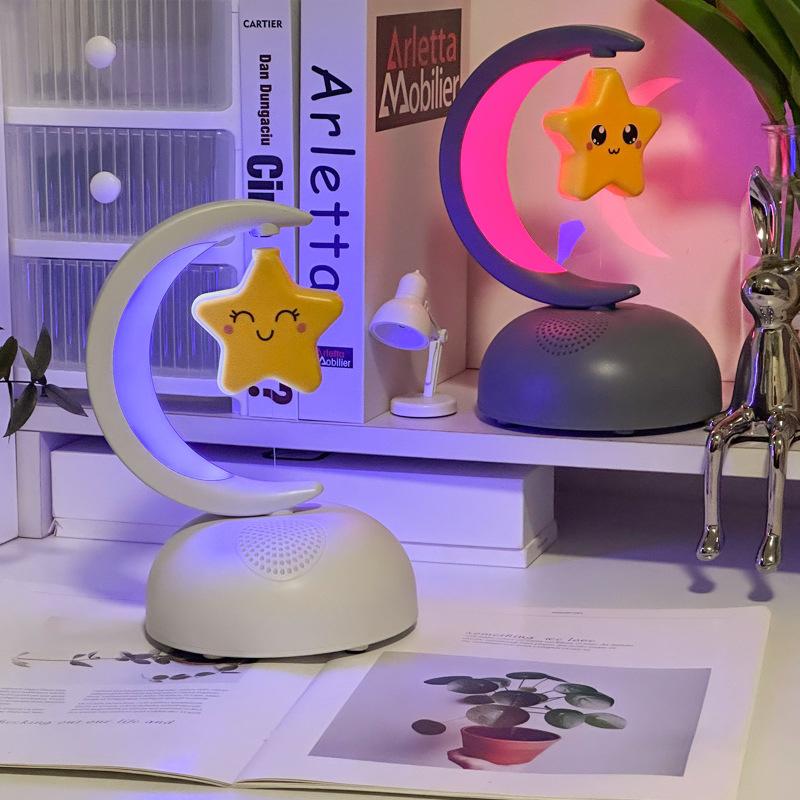 2 In 1 Bluetooth Speaker Music Player Night Light Wireless Music Player Star & Moon Night Lamp Romantic Gift