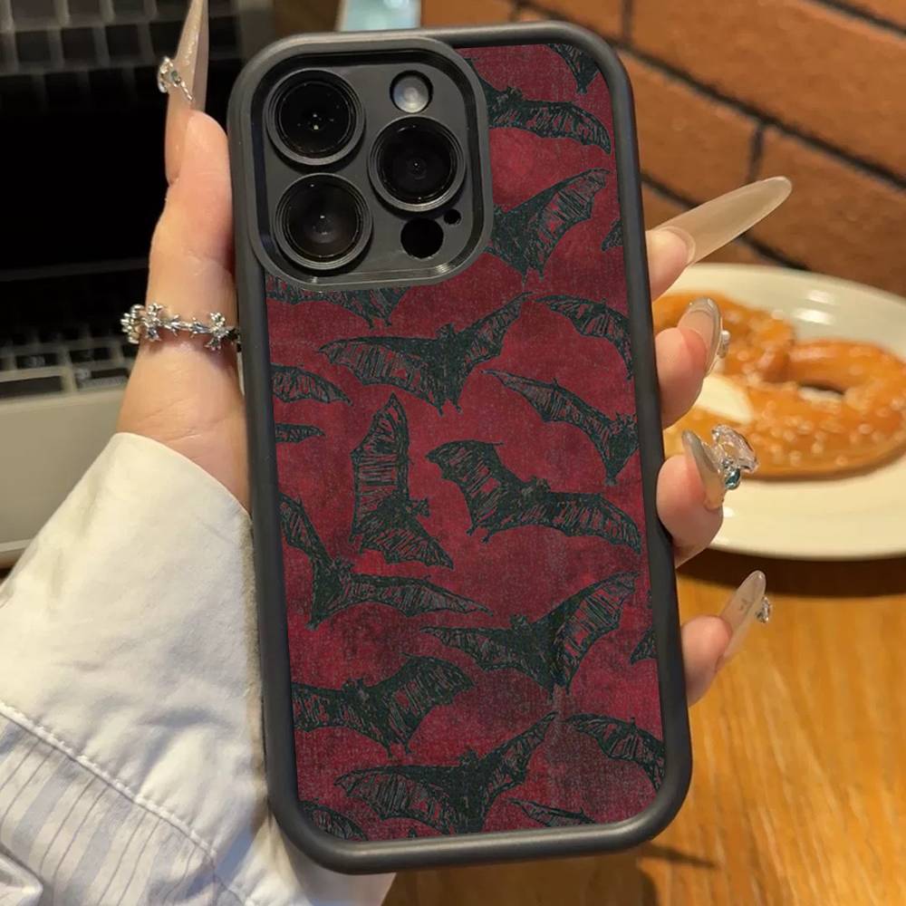 Gothik Vampir Fledermaus Gotisch Silikon Handyhülle Für iPhone 17 Air 17 16 15 14 13 12 11 Plus Pro Max Stoßfest Weiche Hülle
