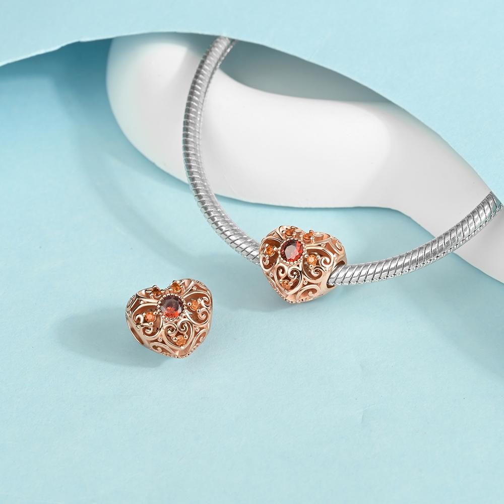 New Copper Charm Rose Gold Infinity Heart Bead Fit Snake Chain Bracelet Necklace Women Diy Jewelry