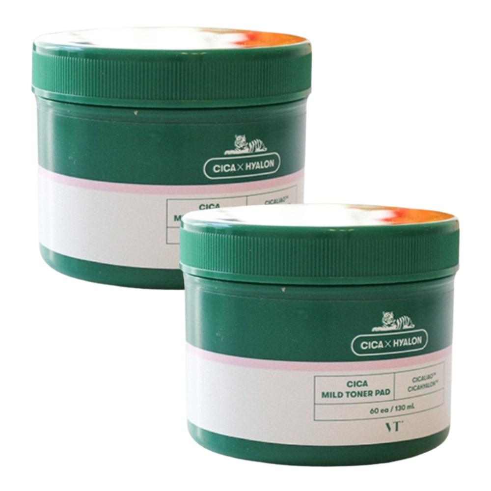 

VT Cica Mild Toner Pads 60 штук × 2 – Ежедневные успокаивающие и отшелушивающие пэды с центеллой азиатской для чувствительной кожи, корейский дуо-пак для ухода за кожей 60 Sheets × 2