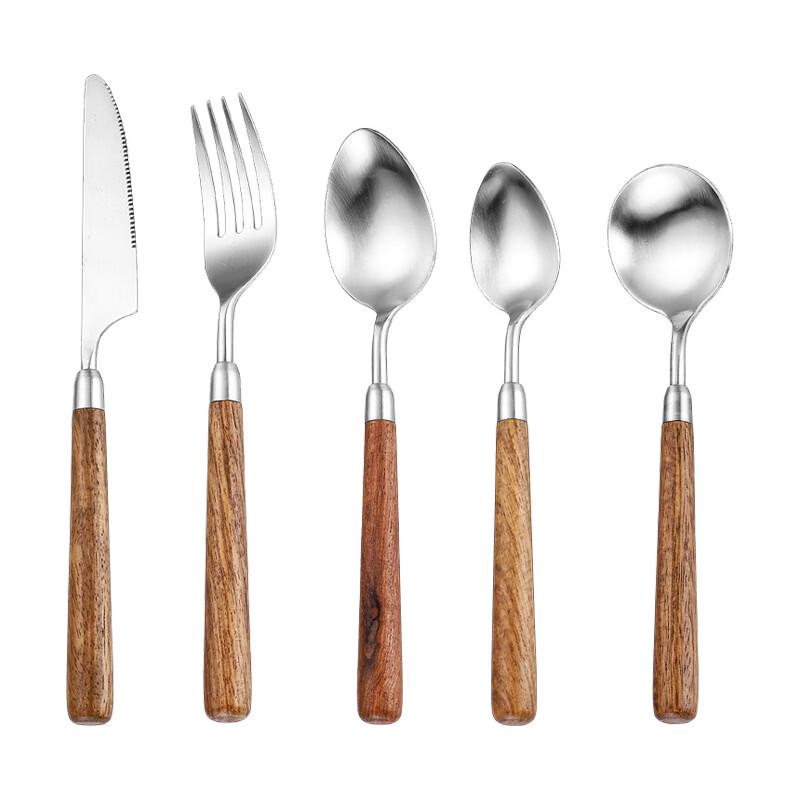 Abay Rosewood Handle 5-Piece Stainless Steel Cutlery Set