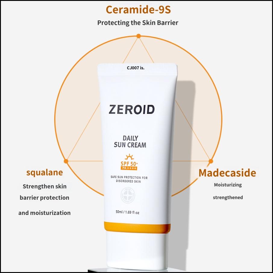 ZEROID Tägliche Sonnencreme SPF50+ PA++++, leichter UV-Schutz für empfindliche Haut