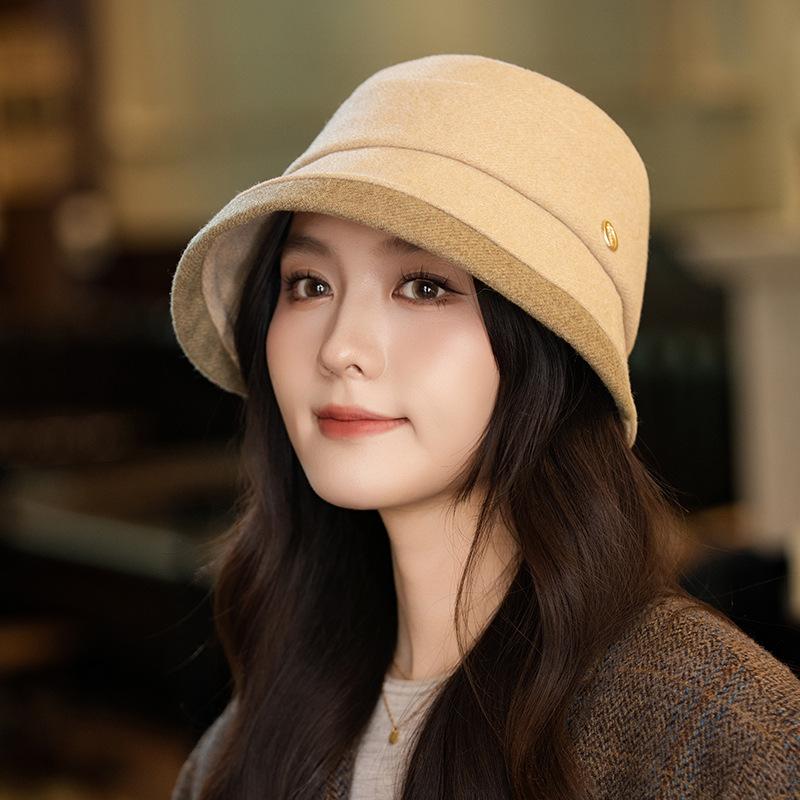 

Autumn and Winter New Hats for Women Versatile Pleated Hepburn Style Fisherman Hat Japanese Retro Bucket Hat Outdoor Casual Basin Hat average size
