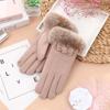 Keep Warm Winter Velvet Gloves  Women Mittens Soft Bow Plush Gloves  Ladies