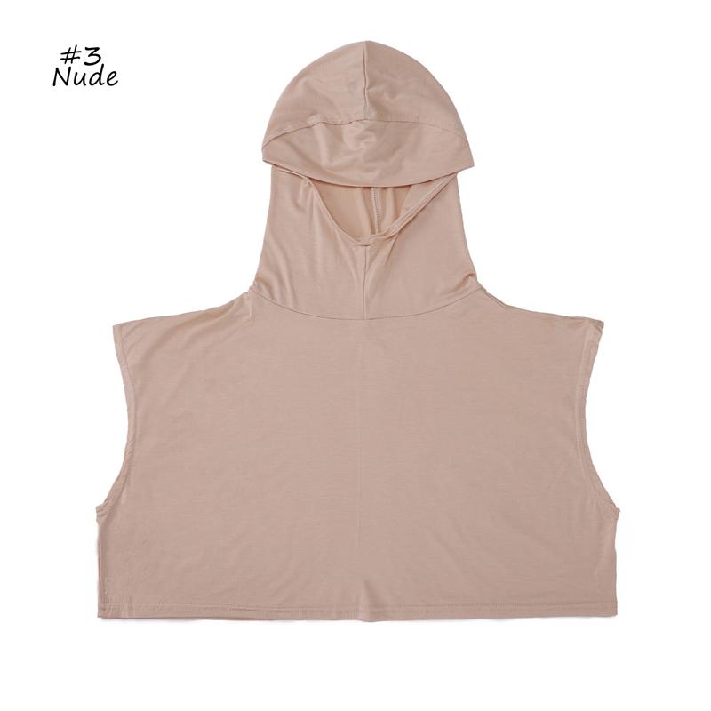 Ramadan Sleeveless Hooded Modal Cotton Detachable Collar Solid Color Simple Hat Women'S Scarf Muslim Hijab Backing Shirt Turban