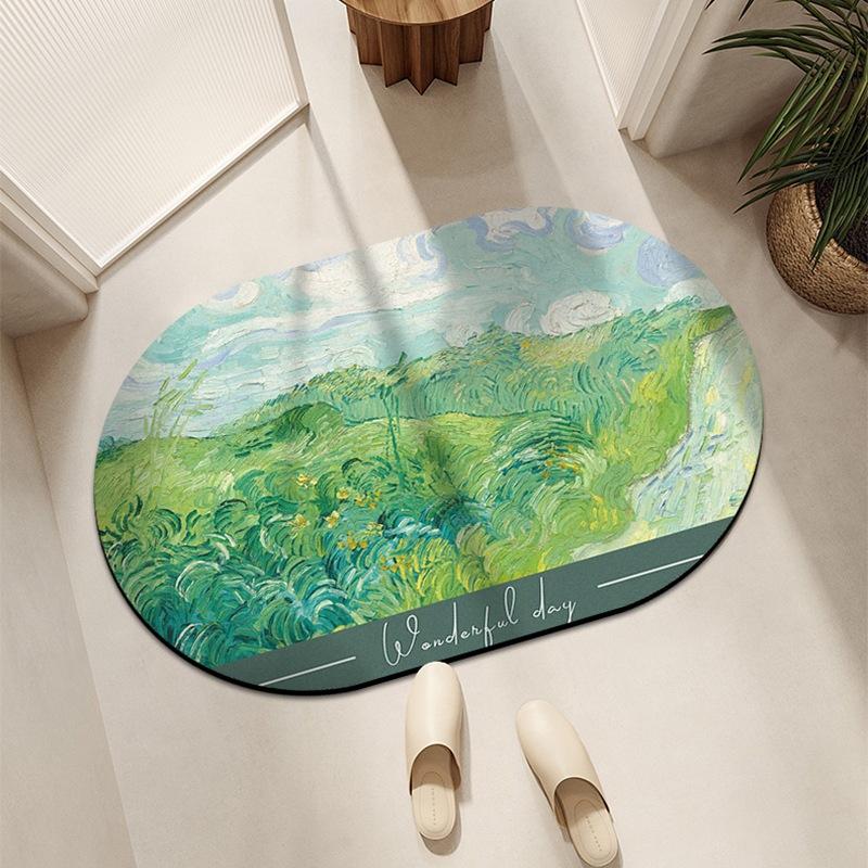 Koupelna Měkké křemelinové bahno Domácí Koupelna Podložka na podlahu Absorbující Rychleschnoucí Koupelnový Koberec Absorbující Protiskluzová podložka na nohy Scenérie