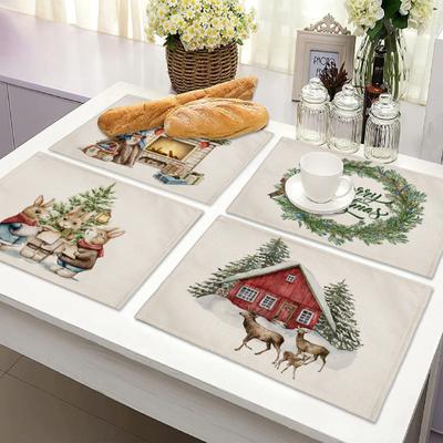 Tovaglietta natalizia Comodo tappetino in lino Tavolo da stampa trasparente ed elegante durevole per la decorazione domestica festiva