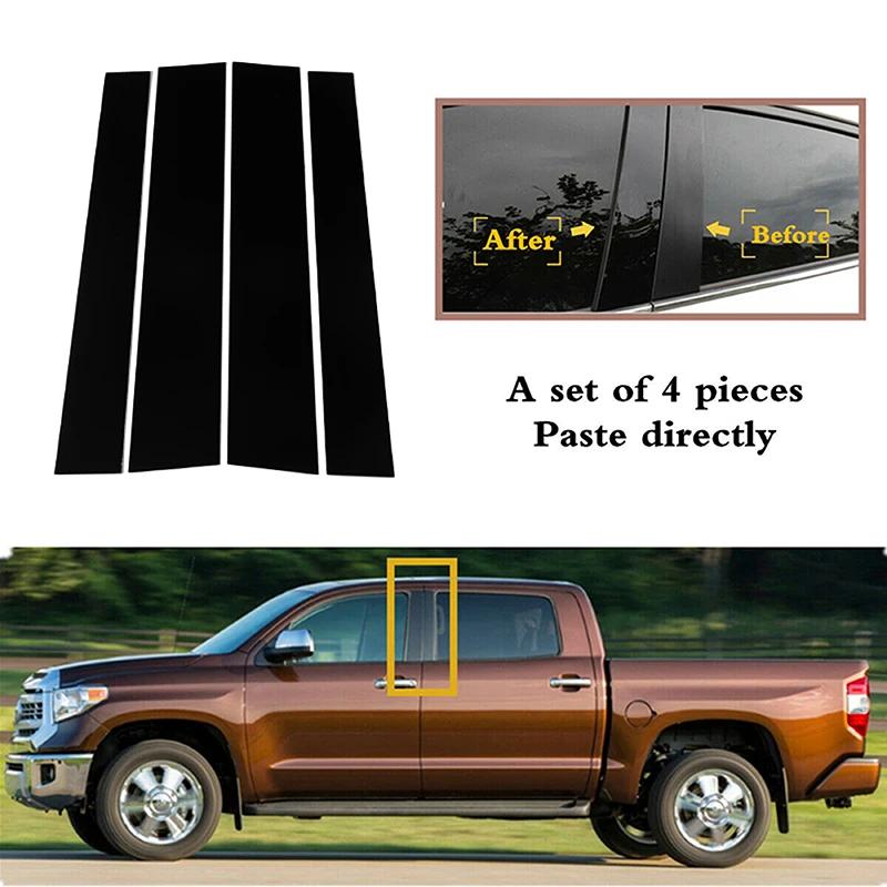 4Pcs Window Trim Covers Center Film Column B C Pillar Posts Sticker Car Accessories for Toyota Tundra Crew Max Cab/Double Cab 2007-2020