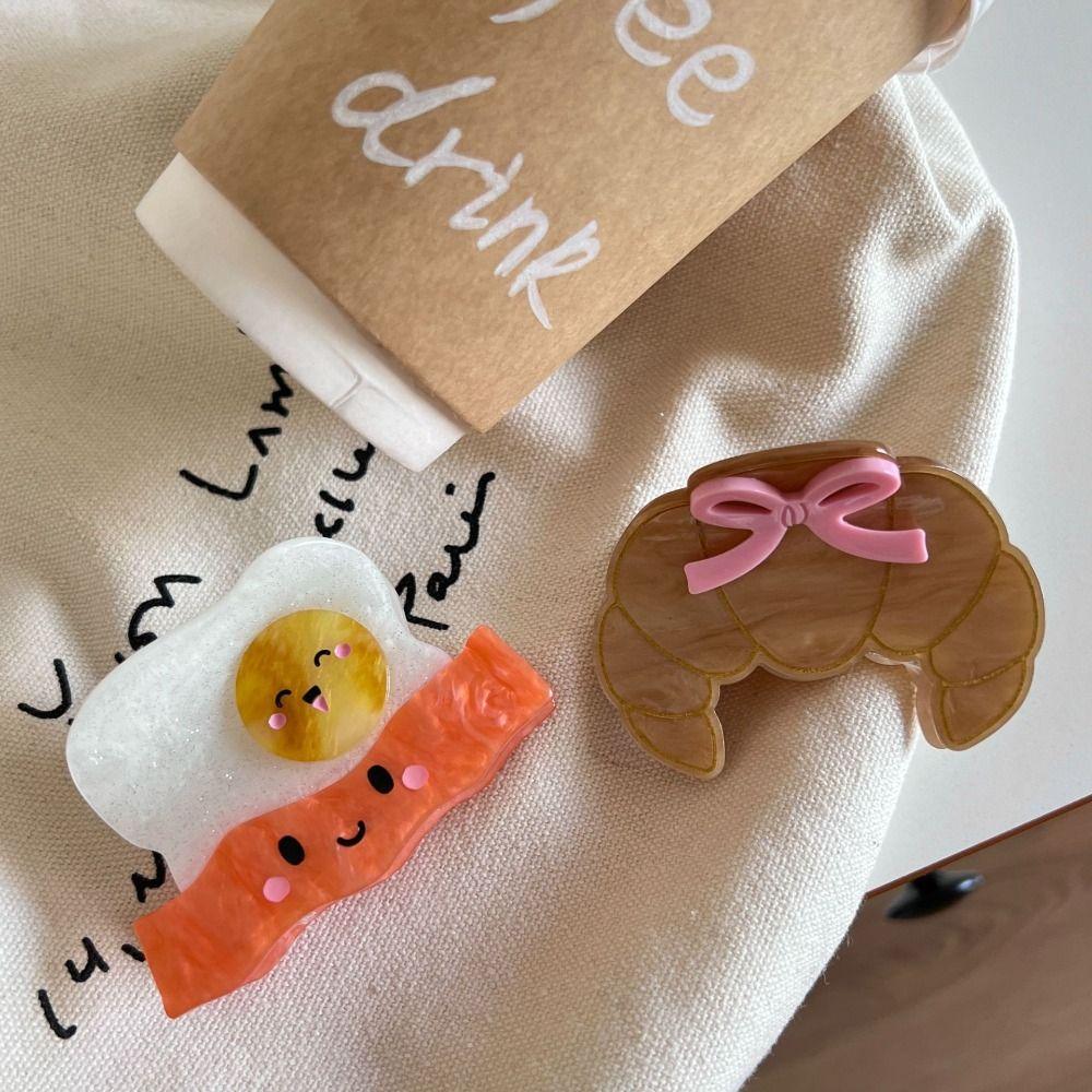 Cute Acetate Hair Crab Clip Toast Delicious Food Claw Clip Lovely Croissant Shark Clip  Daily