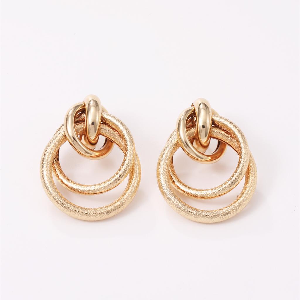 European and American exaggerated earrings, personality geometry, large circle metal trendy temperament, double-layer hollow tube earrings