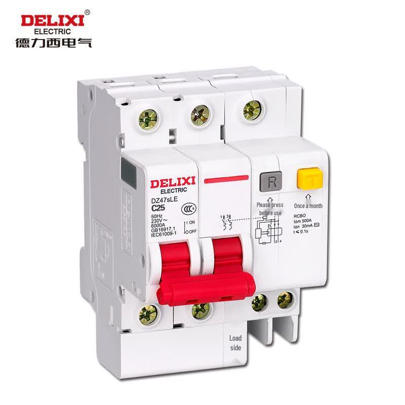 DELIXI ELECTRIC DZ47sLE 2-Pole Mini Circuit Breaker with Leakage Protection