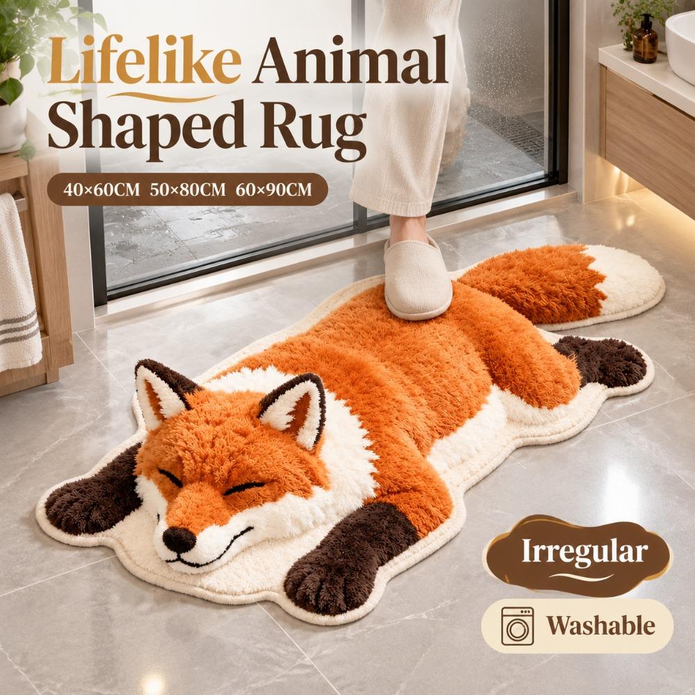 Faux Cashmere Animal Shaped Rug Absorbent Bathroom Doormat Bedroom Floor Mat Entryway Decor