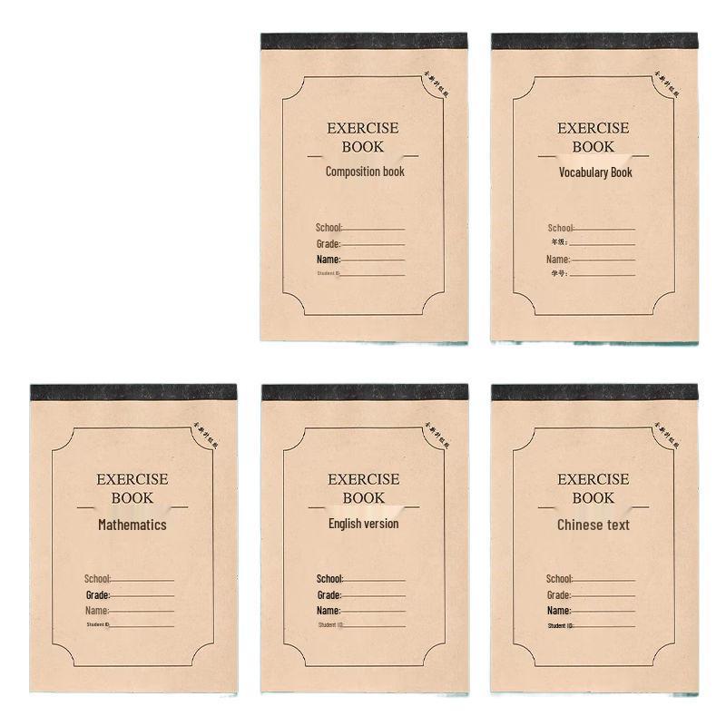 16K Large Genuine Cowhide Notebook for Language, Math, and English with Tian Ge Composition and Eye Protection.
