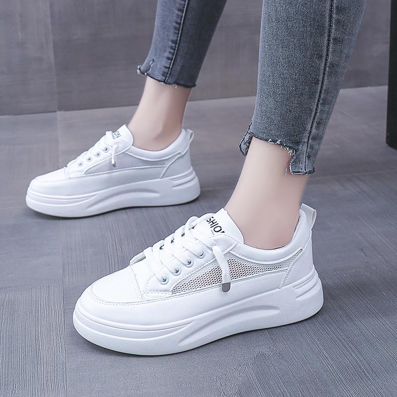 

модные стильные универсальные удобные и подчеркивающие фигуру кожаные сетчатые туфли на плоской подошве 40 белый